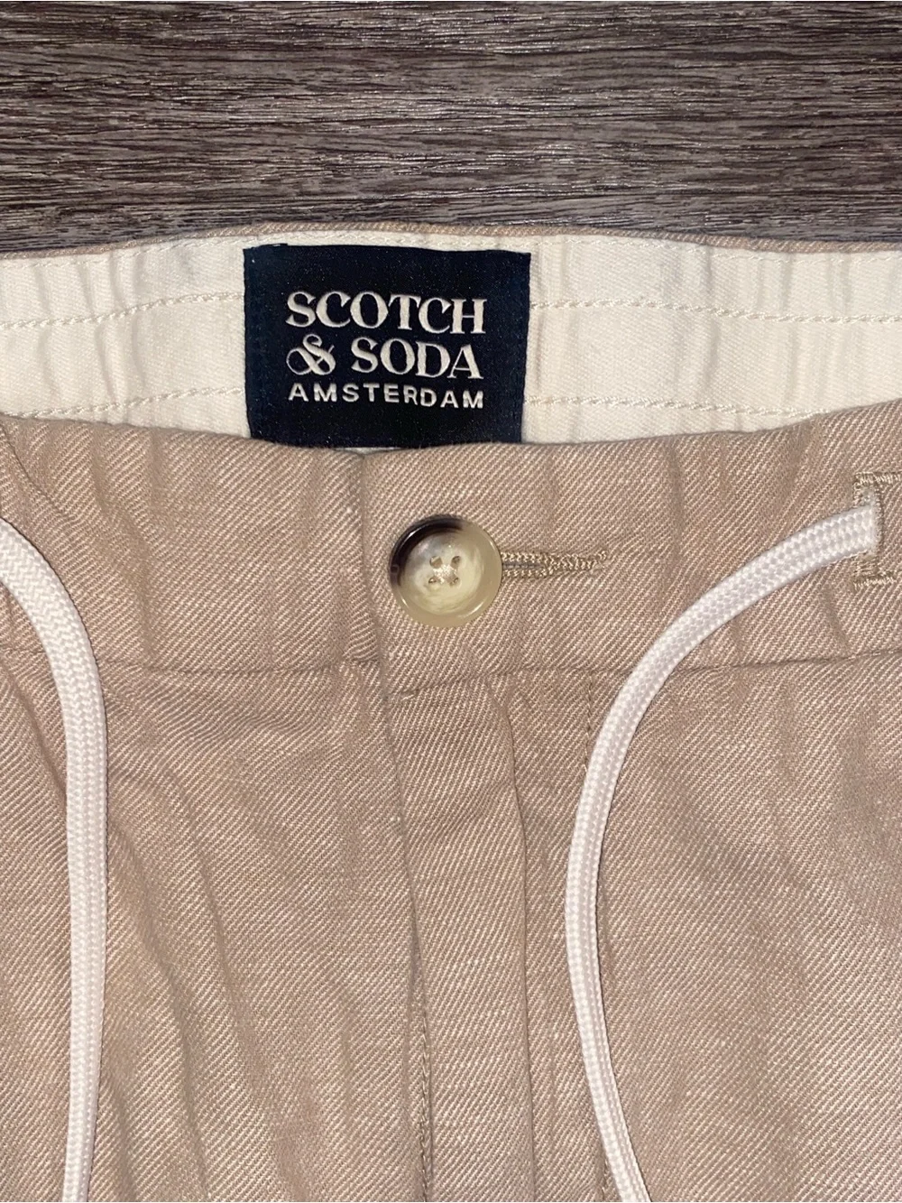 Scotch & Soda Amsterdam Warren Beige Relaxed Straight Leg Pants